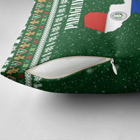 Paraguay Christmas Pillow Cover with Green Festive Pattern, Map and Flag Motif, and Santa Illustration - Wonder Print Shop