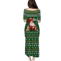 Paraguay Christmas Puletasi with Green Festive Pattern, Map and Flag Motif, and Santa Illustration - Wonder Print Shop
