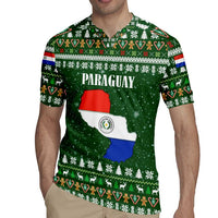 Paraguay Christmas Rugby Jersey with Green Festive Pattern, Map and Flag Motif, and Santa Illustration - Wonder Print Shop