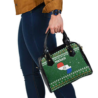 Paraguay Christmas Shoulder Handbag with Green Festive Pattern, Map and Flag Motif, and Santa Illustration - Wonder Print Shop