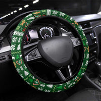 Paraguay Christmas Steering Wheel Cover with Green Festive Pattern, Map and Flag Motif, and Santa Illustration - Wonder Print Shop