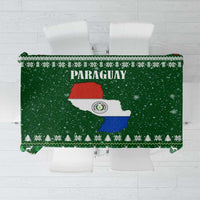 Paraguay Christmas Tablecloth with Green Festive Pattern, Map and Flag Motif, and Santa Illustration - Wonder Print Shop
