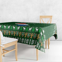Paraguay Christmas Tablecloth with Green Festive Pattern, Map and Flag Motif, and Santa Illustration - Wonder Print Shop