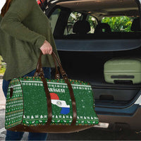 Paraguay Christmas Travel Bag with Green Festive Pattern, Map and Flag Motif, and Santa Illustration - Wonder Print Shop