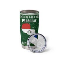 Paraguay Christmas Tumbler Cup with Green Festive Pattern, Map and Flag Motif, and Santa Illustration - Wonder Print Shop