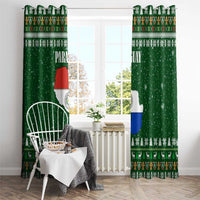Paraguay Christmas Window Curtain with Green Festive Pattern, Map and Flag Motif, and Santa Illustration - Wonder Print Shop