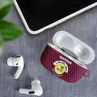 Qatar Christmas AirPods Case with Maroon-White Design, National Emblem, and Camel Motif - Wonder Print Shop