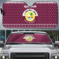 Qatar Christmas Auto Sun Shade with Maroon-White Design, National Emblem, and Camel Motif - Wonder Print Shop