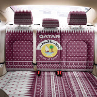 Qatar Christmas Back Car Seat Cover with Maroon-White Design, National Emblem, and Camel Motif - Wonder Print Shop