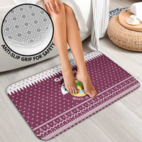 Qatar Christmas Bathroom Set with Maroon-White Design, National Emblem, and Camel Motif - Wonder Print Shop