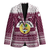 Qatar Christmas Blazer with Maroon-White Design, National Emblem, and Camel Motif - Wonder Print Shop