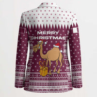 Qatar Christmas Blazer with Maroon-White Design, National Emblem, and Camel Motif - Wonder Print Shop