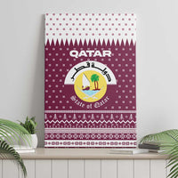 Qatar Christmas Canvas Wall Art with Maroon-White Design, National Emblem, and Camel Motif - Wonder Print Shop