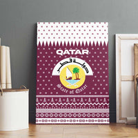 Qatar Christmas Canvas Wall Art with Maroon-White Design, National Emblem, and Camel Motif - Wonder Print Shop