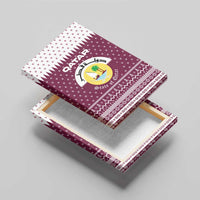 Qatar Christmas Canvas Wall Art with Maroon-White Design, National Emblem, and Camel Motif - Wonder Print Shop