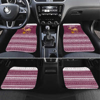 Qatar Christmas Car Mats with Maroon-White Design, National Emblem, and Camel Motif - Wonder Print Shop
