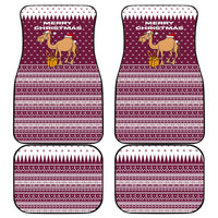 Qatar Christmas Car Mats with Maroon-White Design, National Emblem, and Camel Motif - Wonder Print Shop