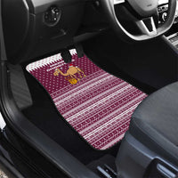 Qatar Christmas Car Mats with Maroon-White Design, National Emblem, and Camel Motif - Wonder Print Shop