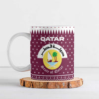 Qatar Christmas Ceramic Mug with Maroon-White Design, National Emblem, and Camel Motif - Wonder Print Shop