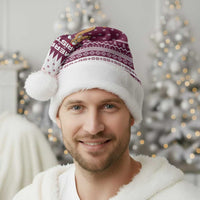 Qatar Christmas Santa Hat with Maroon-White Design, National Emblem, and Camel Motif - Wonder Print Shop