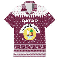 Qatar Christmas Hawaiian Shirt with Maroon-White Design, National Emblem, and Camel Motif - Wonder Print Shop