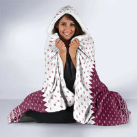 Qatar Christmas Hooded Blanket with Maroon-White Design, National Emblem, and Camel Motif - Wonder Print Shop