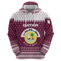 Qatar Christmas Hoodie with Maroon-White Design, National Emblem, and Camel Motif - Wonder Print Shop