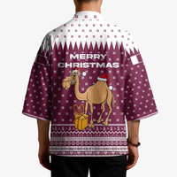 Qatar Christmas Kimono with Maroon-White Design, National Emblem, and Camel Motif - Wonder Print Shop