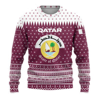 Qatar Christmas Ugly Christmas Sweater with Maroon-White Design, National Emblem, and Camel Motif - Wonder Print Shop