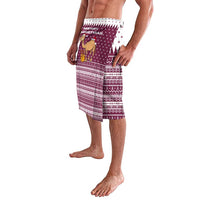 Qatar Christmas Lavalava with Maroon-White Design, National Emblem, and Camel Motif - Wonder Print Shop