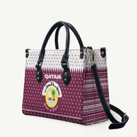 Qatar Christmas Leather Bag with Maroon-White Design, National Emblem, and Camel Motif - Wonder Print Shop