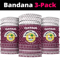 Qatar Christmas Neck Gaiter with Maroon-White Design, National Emblem, and Camel Motif - Wonder Print Shop