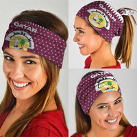 Qatar Christmas Neck Gaiter with Maroon-White Design, National Emblem, and Camel Motif - Wonder Print Shop
