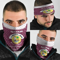 Qatar Christmas Neck Gaiter with Maroon-White Design, National Emblem, and Camel Motif - Wonder Print Shop