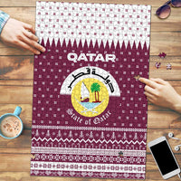 Qatar Christmas Puzzle with Maroon-White Design, National Emblem, and Camel Motif - Wonder Print Shop