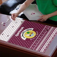 Qatar Christmas Puzzle with Maroon-White Design, National Emblem, and Camel Motif - Wonder Print Shop