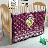 Qatar Christmas Quilt with Maroon-White Design, National Emblem, and Camel Motif - Wonder Print Shop