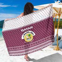 Qatar Christmas Sarong with Maroon-White Design, National Emblem, and Camel Motif - Wonder Print Shop