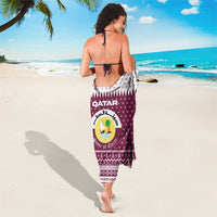 Qatar Christmas Sarong with Maroon-White Design, National Emblem, and Camel Motif - Wonder Print Shop