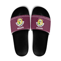 Qatar Christmas Slide Sandals with Maroon-White Design, National Emblem, and Camel Motif - Wonder Print Shop