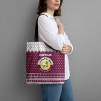 Qatar Christmas Tote Bag with Maroon-White Design, National Emblem, and Camel Motif - Wonder Print Shop