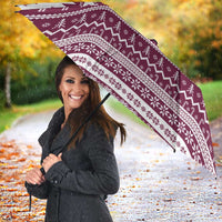 Qatar Christmas Umbrella with Maroon-White Design, National Emblem, and Camel Motif - Wonder Print Shop