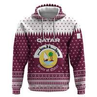 Qatar Christmas Zip Hoodie with Maroon-White Design, National Emblem, and Camel Motif - Wonder Print Shop