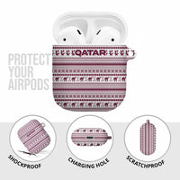 Qatar Christmas AirPods Case with Maroon-White Pattern, National Emblem, and Camel Motif - Wonder Print Shop