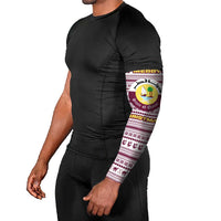 Qatar Christmas Arm Sleeves with Maroon-White Pattern, National Emblem, and Camel Motif - Wonder Print Shop