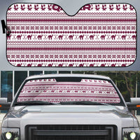 Qatar Christmas Auto Sun Shade with Maroon-White Pattern, National Emblem, and Camel Motif - Wonder Print Shop