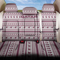 Qatar Christmas Back Car Seat Cover with Maroon-White Pattern, National Emblem, and Camel Motif - Wonder Print Shop