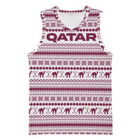 Qatar Christmas Basketball Jersey with Maroon-White Pattern, National Emblem, and Camel Motif - Wonder Print Shop