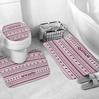 Qatar Christmas Bathroom Set with Maroon-White Pattern, National Emblem, and Camel Motif - Wonder Print Shop