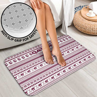 Qatar Christmas Bathroom Set with Maroon-White Pattern, National Emblem, and Camel Motif - Wonder Print Shop